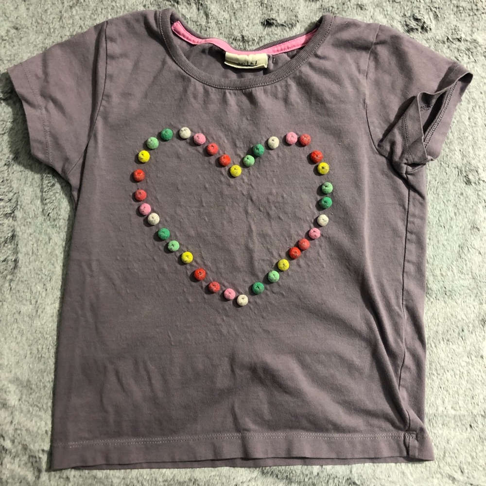 5/$25 • Mini Boden • Heart Pom Pom Tee